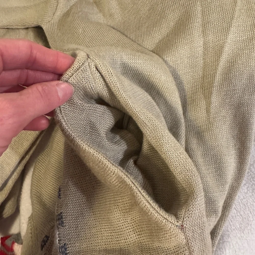 Haband Vintage Beige Cardigan with Geometric Pattern